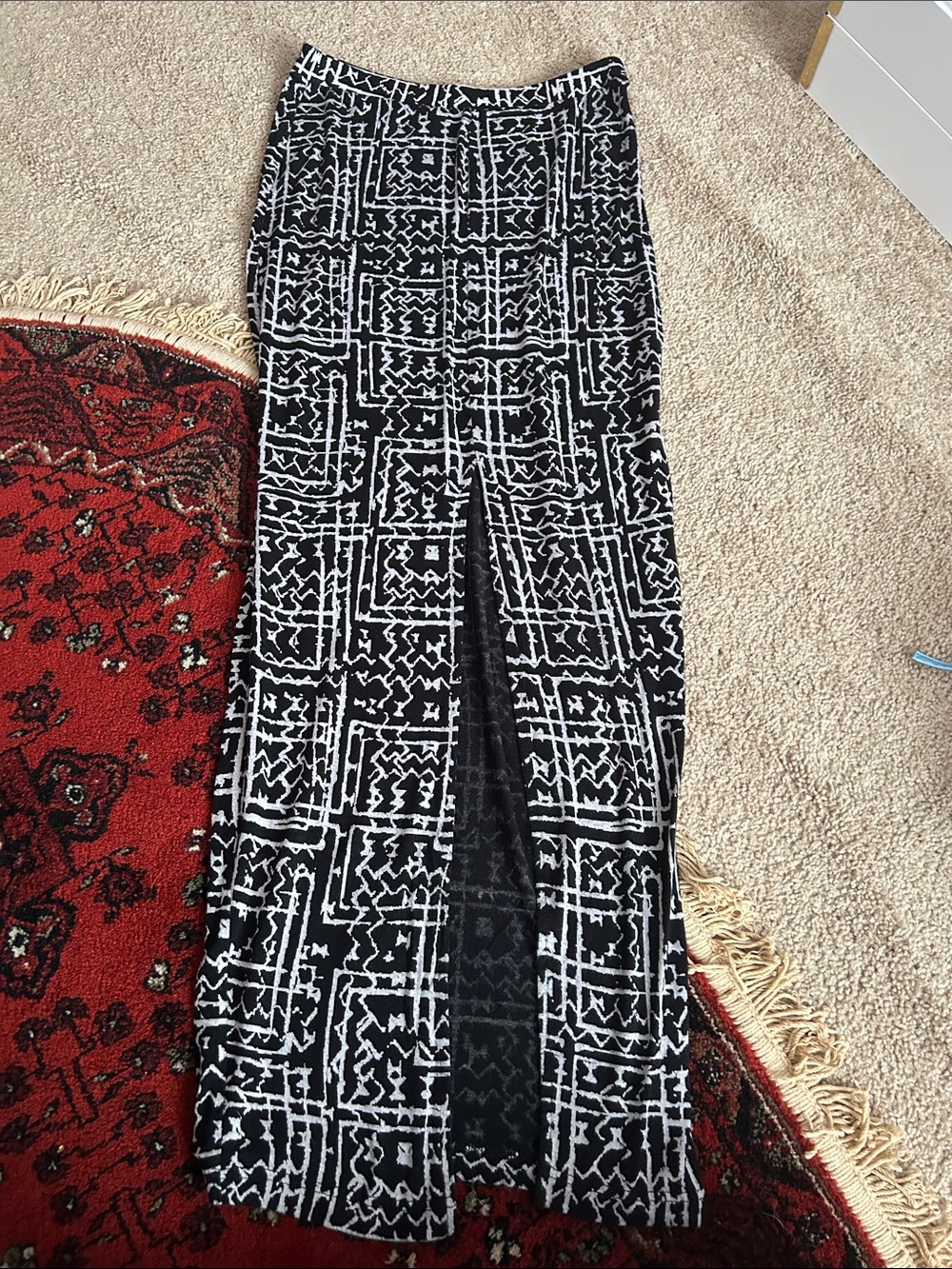 silence + noise Black and White Geometric Wide Leg Pants